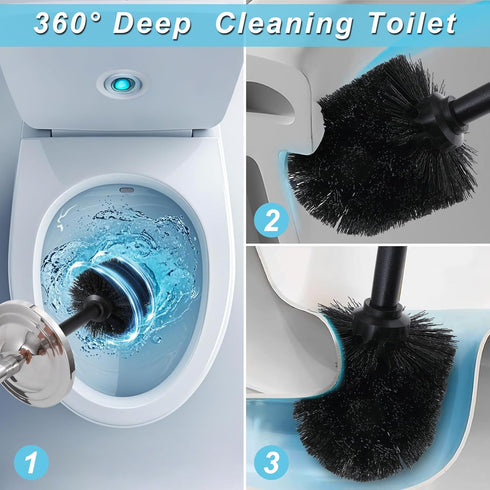 Chrome Toilet Brush and Holder,Toilet Bowl Brush with Long Handle for Bathroom,Toilet Cleaner
