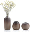 ComSaf Small Ceramic Flower Bud Vases Set of 3, Modern Design, Metallic Gradually Varied Brown Color