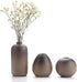 ComSaf Small Ceramic Flower Bud Vases Set of 3, Modern Design, Metallic Gradually Varied Brown Color