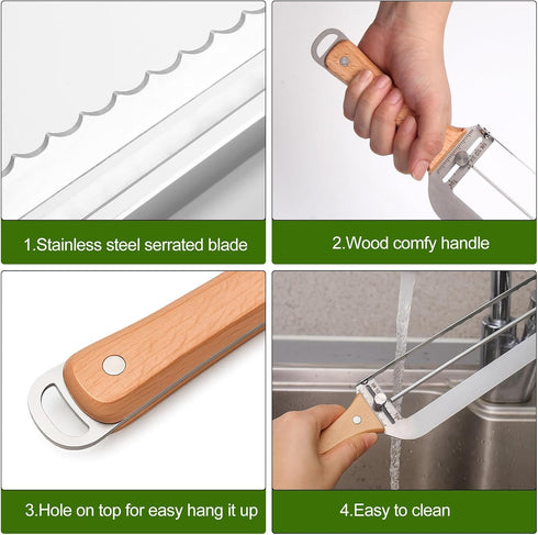 Solldgt Adjustable Bread Slicer for Homemade Bread - Upgrade Manual Sourdough Bread Knife with Thickness Guide, Bread