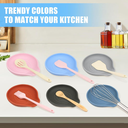 Silicone Spoon Rest for Kitchen Counter, Heat-Resistant Spoon Holder, BPA-Free, Large Utensil Rest for Cooking