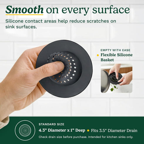 2 Set Cuisinart Piece Sink Sink Drain Strainer with Stainless Steel Rim & Silicone Mesh Base & Sponge Holder