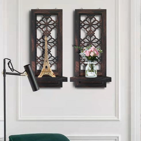 Set 2 Room.(15 x6 ZOLAPI of Candle Sconces, Farmhouse Accent Wall Sconce, Caramel Color Candle Holder Wall Decorations