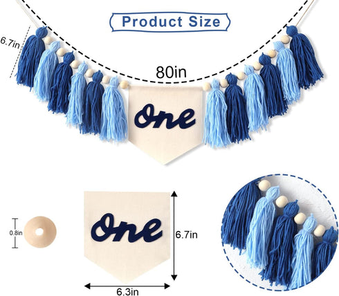1st 1st High Chair Banner Birthday Boy - One High Chair Banner,Boy Tassel Garland,Boho Birthday Decor,Tassel And Canvas