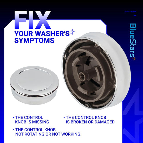 BlueStars DC97-18058C Control Knob Assembly for Samsung Dryer or Washer, Replaces DC67-00680A DC97-18058A DC97-18058B