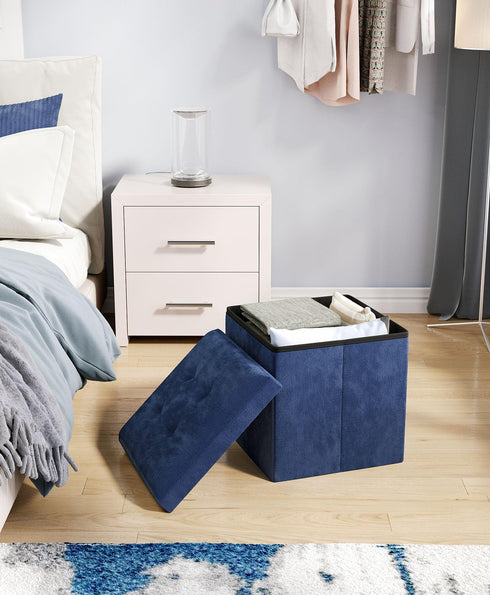 300 lbs 15 Inches) OS MOTOR Folding Storage Ottoman Bench, Multi-Functional Ottoman Footrest, End of Bed Bench, Storage