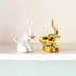 Home Decor Elephant Statues - 1 Pair of Small Decorative Accents for Living Room and Bedroom, Gold and White