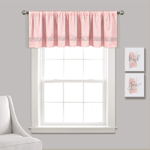Lush Decor Night Sky Sequins Valance, Single, 84" W x 18" L, Blush & Silver - Extra Wide Kitchen Curtain