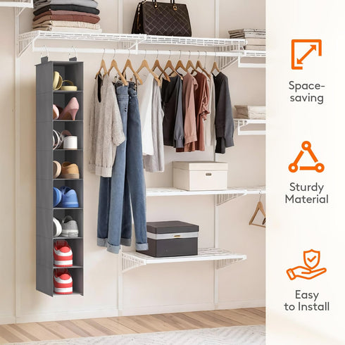 Closet 8 Closet 11.8" 5.9" 41.1" Lifewit Shoe Organizer Hanging Section, Collapsible Organizers and Storage for Shelf