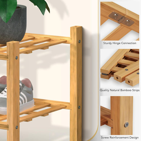 4 Closet,Hallway,Entryway,Small 27"x11"x26" Haddockway Tier Bamboo Shoe Rack Storage Organizer, Multifunctional Free