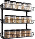 SWOMMOLY Adjustable Wall Mount Spice Rack, 3-Tier Dual-use Organizer, Black