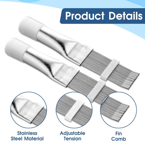 2 Pcs Air Conditioner Fin Comb, AC Fin Comb Straightener Cleaner Coil Brush for Radiator Repair
