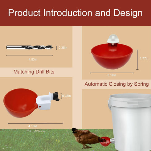 Aopchry 8 Pack Automatic Chicken Waterer, Red Chicken Water Feeder Cups Suitable for Various Poultry, Cup Body Deepened