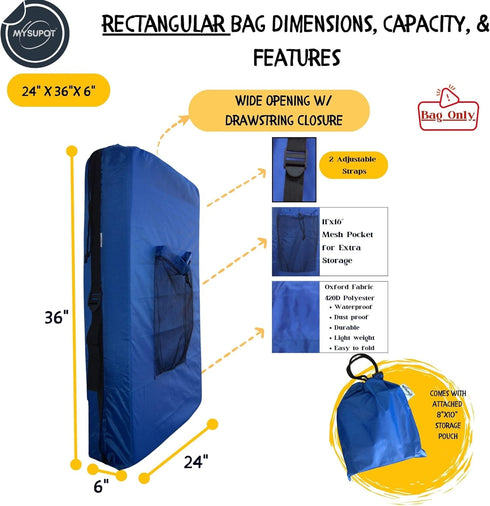 36"x24"x6") 420D ROYAL BLUE (Large Beach Chair Bag. For Tent, Camping Mattress, Recliner, Dog Bed, Director & Lounge
