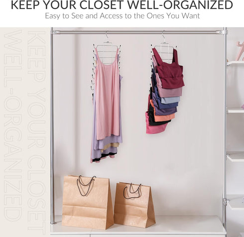 ZEDODIER 2 Pack Tank Top Hanger, Space Saving Non-Slip Bra Hanger for Closet Organizers and Storage (Silver)