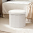 15-Inch Stylish Round Storage Ottoman - White