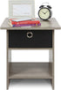 Furinno Dario End Table / Night Stand with Bin Drawer, 1-Pack, French Oak Grey/Black