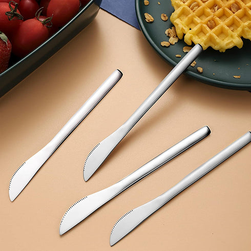 VANRA 5.8in 4-Piece Stainless Steel Dessert Knives Set, Kids Dinner Knife Appetizer Fruit Snack Serving Flatware