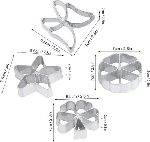 Rosette Iron Set with Handle, 4 Shapes Cake Printing Pastry Waffle Molds, Cookie Pastry Mold for Biscuit Lovers