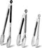 Anaeat Stainless Steel Locking Tong Set of 3 - Premium Kitchen Food Tongs with Non-Slip Silicone Tips for Cooking,