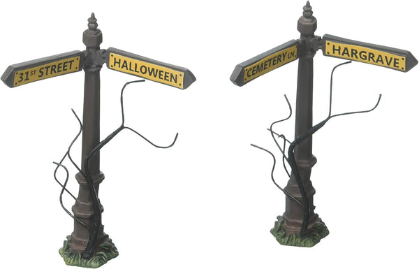 Department 56 Creepy Street Signs Accessory Figurine for Halloween Village Collections, Multicolor