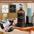 16oz 2 Amber Glass Mouthwash Dispenser with Cup Holder for Bathroom, Refillable Mouthwash Bottles Container with Tray