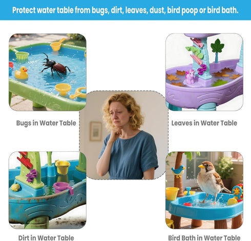 Summer Step2 420D OKPOW Water Table Cover for Kids - Outdoor Toys Cover Compatible with Water Play Table - Oxford