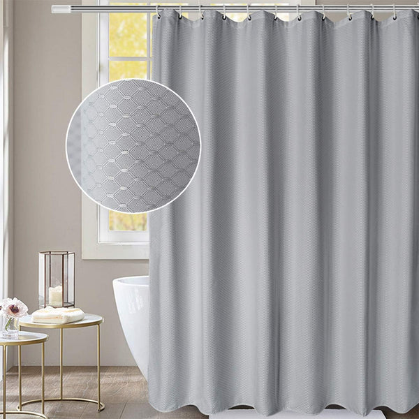 AooHome 75 Inch Long Shower Curtain, 72" Width, Durable Polyester Bathroom Curtain with Waffle Weave Plaid Design