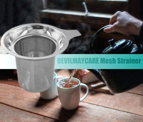 Daycount Stainless Steel Reusable Filter, Tea Baskets Mesh Coffee Espresso Strainer with Holder