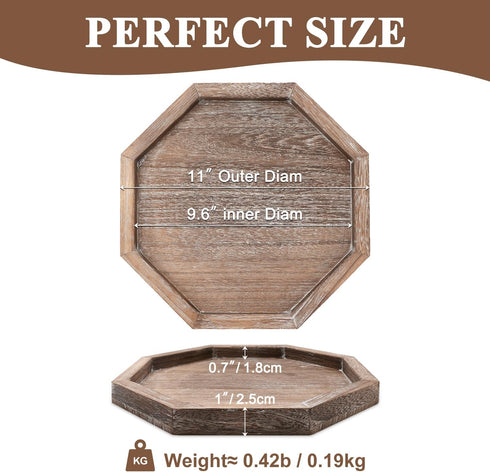 Counter Rustic Candle Holder Plate Boho Wooden Decorative Trays for Coffee Table Farmhouse Kitchen Home Decor Living