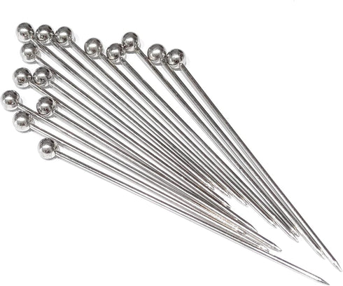 15PCS Cocktail Picks, Reusable Metal Stainless Steel Cocktail Toothpicks for Garnish Picks and Appetizers (Silver/4.3