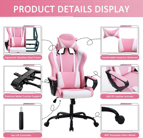 Tffnew High Back Ergonomic Leather Office Chair - Adjustable Swivel Desk Chair with Lumbar Support and Headrest