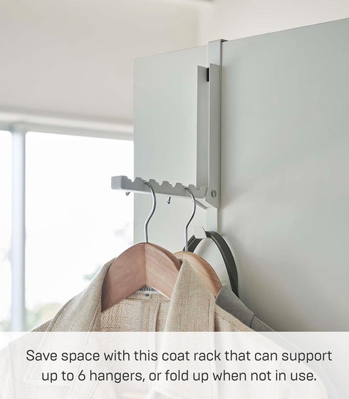 Smart Over The Door Coat Hook Organizer, 2-Hook Collapsible Rack for Entryway or Bedroom Closet - Steel