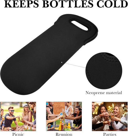 Wine Travel Carrier & Cooler Bag, Insulated Neoprene Hand Bag for Travel, Wine Bottle Carrying Tote Picnic Cooler with