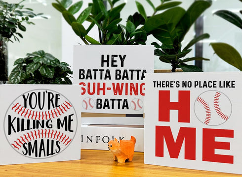 Baseball Decor for Home, Sports Themed Tiered Tray Decor, 3 Pcs Decorative Wood Box Signs