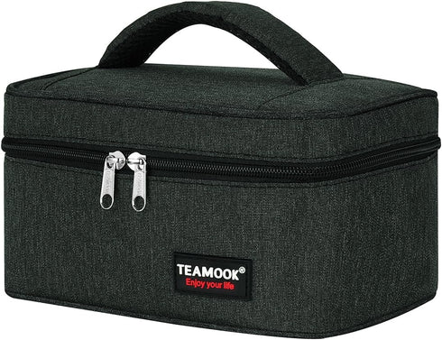 Small Lunch Bag Mini Insulated Lunch Box - Portable for Adults, Men, Women Work with Handle (Black)