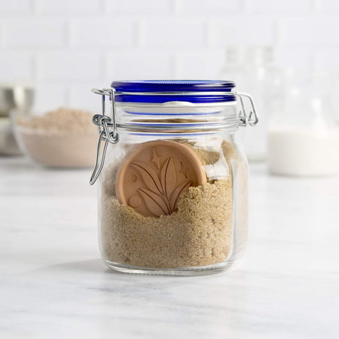 Goodful Brown Sugar Saver Disc, Elegant Leaf Design, Reusable Food Safe Terracotta, 2 Pack for Food Storage