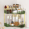 SUNZOS Bathroom Counter Organizer, Corner Vanity Cosmetic Storage with Makeup Brush Holder,