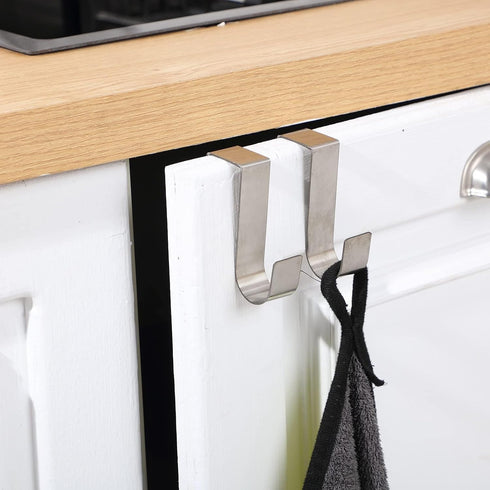 Hotop 12 Pcs Over The Cabinet Drawer Door Hooks - 1.12 Inch Sturdy Metal Z Shaped Hanger Peg for Bathroom Clothes Towel