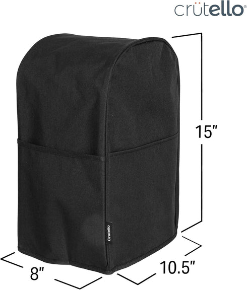 Crutello Food Processor Cover with Storage Pockets for Large Custom 11-14 Cup Processor, Black Cover