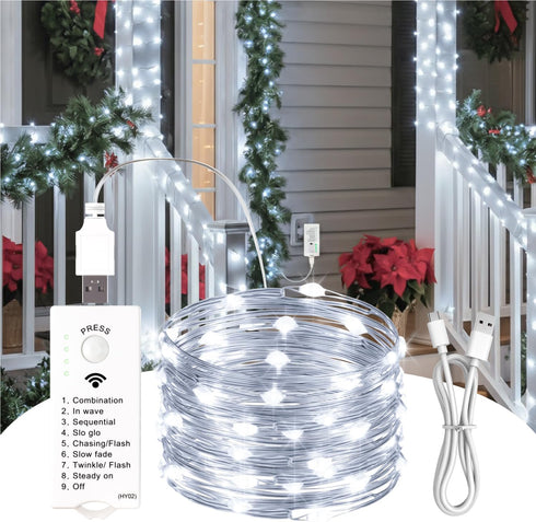 ZSJWL Rechargeable Fairy Lights with DIY Timer & 8 Modes, 16FT 50LED