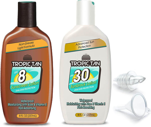 GoPong Tropic Tan Sunscreen Bottle Flask 2 Pack (16 oz Total) -