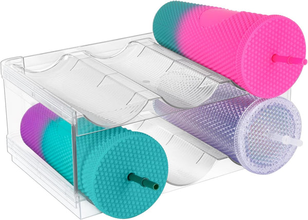 Water Bottle Organizer, 2 Layers Storage Holder for Kitchen, Fridge, Pantry, Cabinet, Countertop