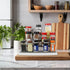 Home Basics 3-Tiered Plastic Expandable Spice Rack - Adjustable Length Kitchen Organizer for Cabinet, Pantry, or