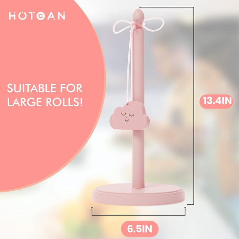Cute Pink Paper Towel Holder with Beer Bottle Opener, Beech Wood Kitchen Accessories, Windproof Design for Outdoors