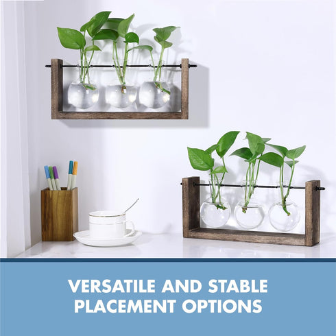 GARDEN REPUBLIC Plant Propagation Station, Wooden Stand with Propagation Tubes, Hanging Plant Glass Tubes Station