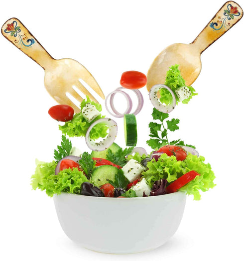 Supreme Housewares 2-Piece Salad Server Set - 10.75 Inch Melamine Spoon and Fork, Tuscany Design