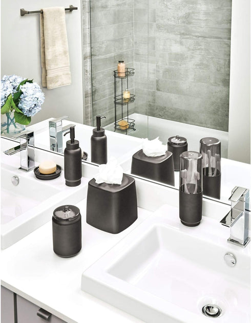 iDesign Austin Toothbrush Organizer with Covered Lid - Ideal for Regular and Electric Brushes