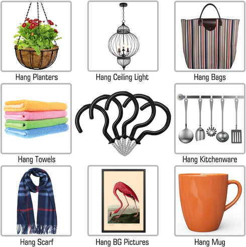 25 Pack Cup Hook Ceiling Hooks, 2.9 Inches, Vinyl Coated Screw-in Hanger for Indoor and Outdoor Use - Black