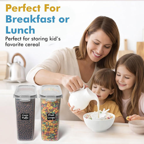 2 Pack (15.4 Oz Shazo Cereal Capacity) Small Airtight Cereal Containers Storage with Lids, Perfect Space Saving